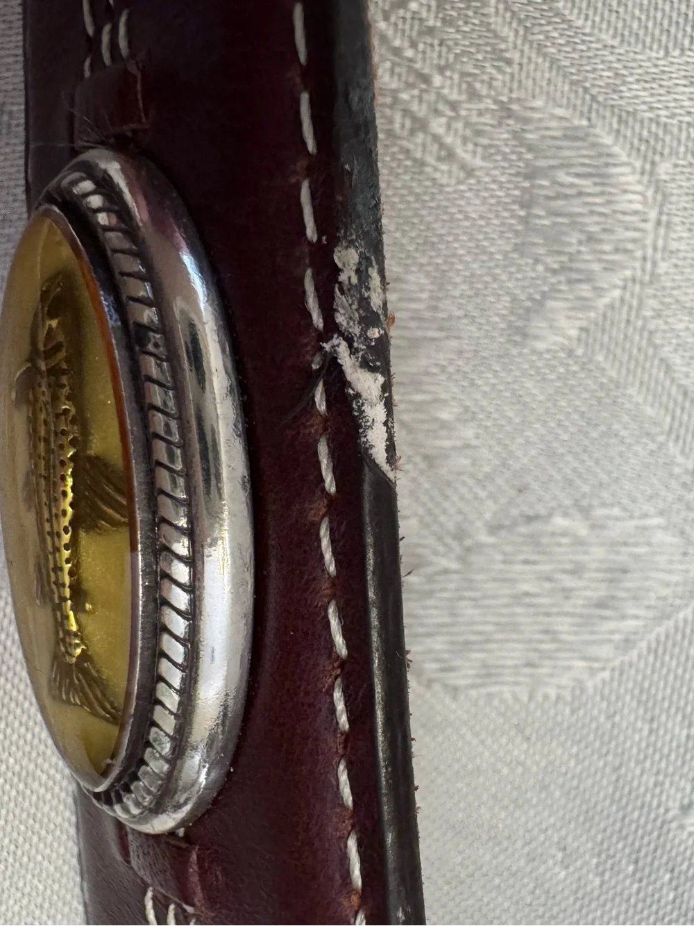 Onyx By Brighton Brown Leather Belt‎ Men’s Size 34 Fish Bass Western Preppy Dad
